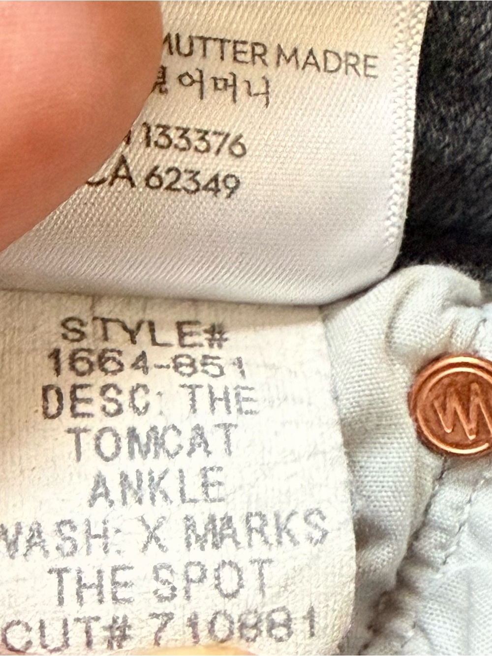 MOTHER THE TOMCAT ANKLE JEANS X MARKS THE SPOT Size 26 - Picture 12 of 12